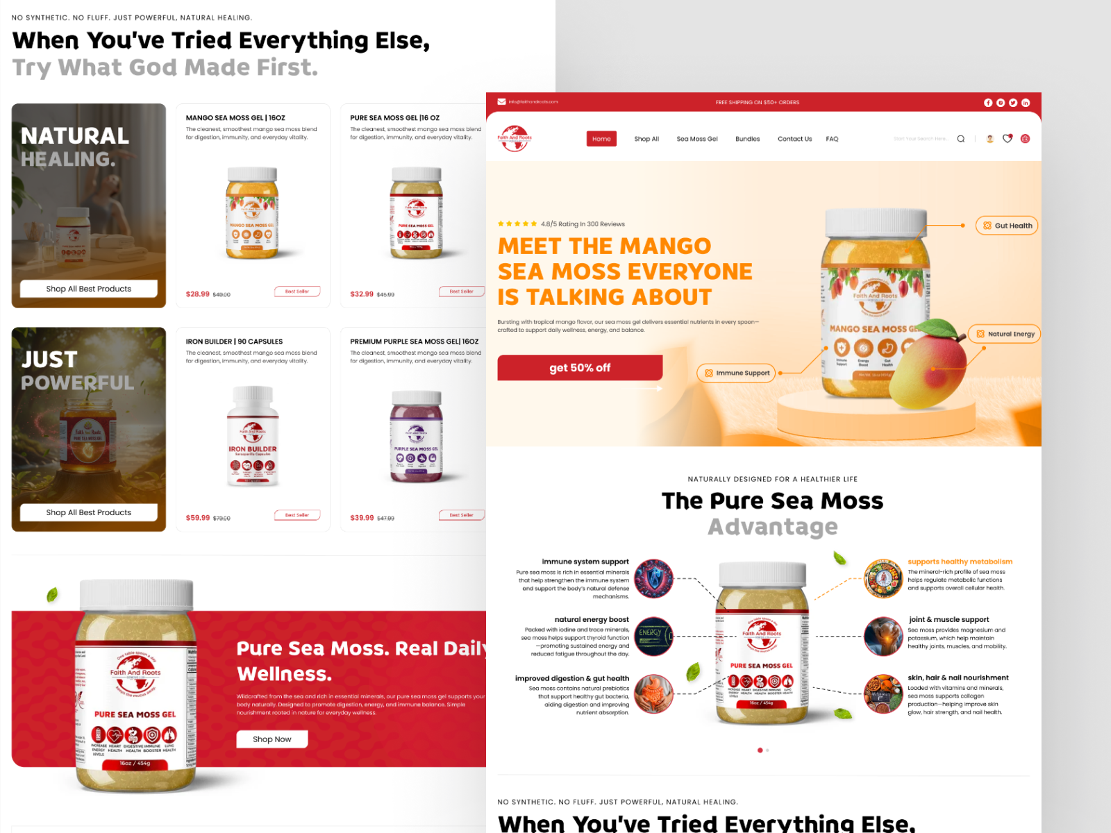 Pure Sea Moss — Natural Wellness eCommerce Website UI project preview